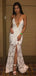 Deep V-neck Lace Prom Dresses, Sexy Side Prom Dresses, Cheap Prom Dresses, PD0731
