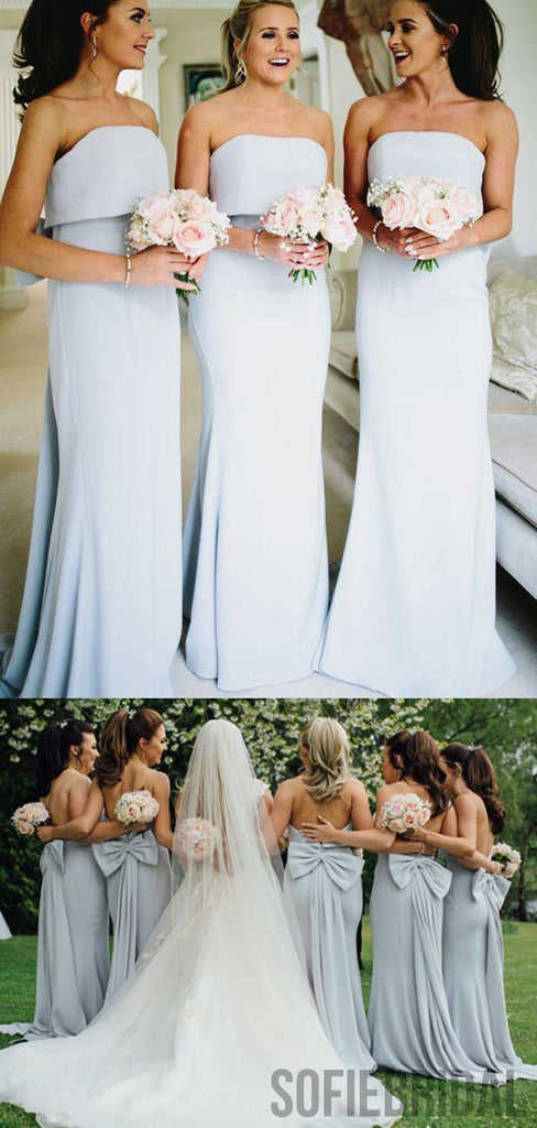 Strapless Mermaid Bridesmaid Dresses, Light Blue Bridesmaid Dresses, Cheap Bridesmaid Dresses, PD0705