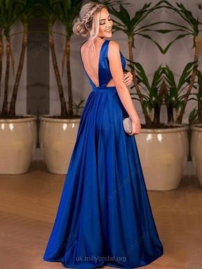 Royal Blue Satin Prom Dresses, A-line Prom Dresses, Cheap Prom Dresses, Prom Dresses, PD0632