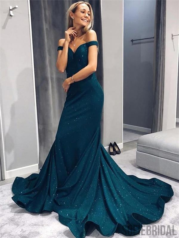 Off Shoulder Prom Dresses, Mermaid Prom Dresses, Sparkle Prom Dresses,Prom Dresses, PD0696