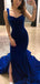 Royal Blue Velvet Long Prom Dresses, Side Slit Prom Dresses, Cheap Prom Dresses, PD0749