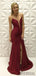 Spaghetti Long Mermaid Front Slit Prom Dresses, Cheap Prom Dresses , PD0780