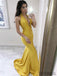 Deep V-neck Yellow Prom Dresses, Mermaid Prom Dresses, Long Prom Dresses, PD0693