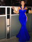 Simple Design Long Mermaid Royal Blue Prom Dresses, PD0938