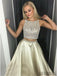 2 Pieces Prom Dresses, Beaded Prom Dresses, Satin Prom Dresses, Cheap Prom Dresses, PD0606