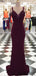 Maroon Long Mermaid Jersey Appliques Beaded Prom Dresses, PD0984