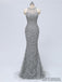 Long Mermaid Gray Beaded Sexy Luxury Prom Dresses, PD0920
