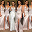 Blush Mermaid Bridesmaid Dresses, Side Slit Bridesmaid Dresses, Long Bridesmaid Dresses, PD0425