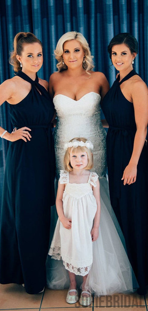 Simple Navy Chiffon Newest Bridesmaid Dresses, PD0966