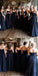 Sweetheart A-line Bridesmaid Dresses, Navy Bridesmaid Dresses, Long Bridesmaid Dresses, PD0389
