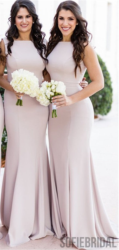 Sheath Sleeveless Cheap Simple Long Bridesmaid Dresses, BD1026