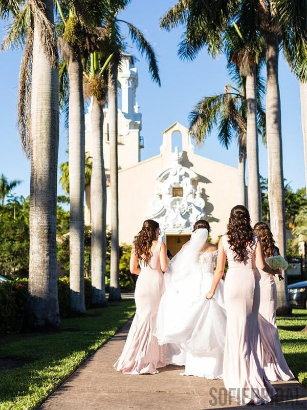 Sheath Sleeveless Cheap Simple Long Bridesmaid Dresses, BD1026