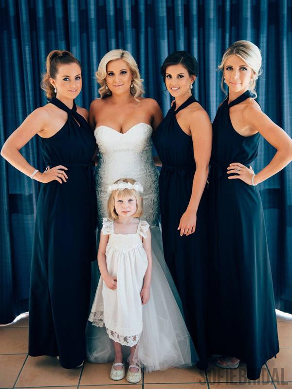Simple Navy Chiffon Newest Bridesmaid Dresses, PD0966