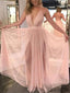 Deep V-neck Prom Dresses, Sexy Prom Dresses, Blush Pink Prom Dresses, Prom Dresses, PD0624