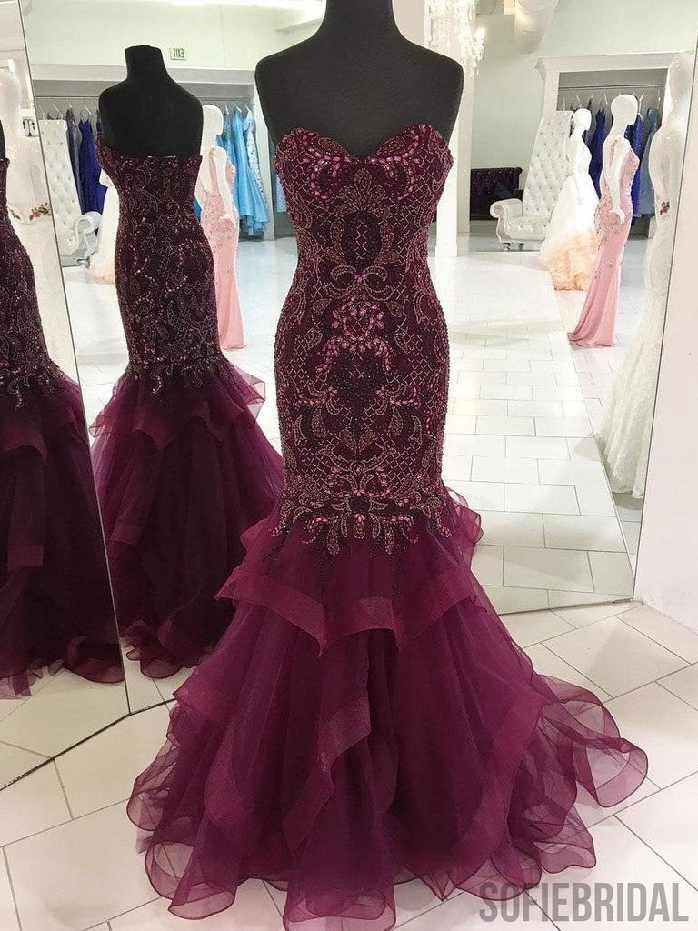 Sweetheart Prom Dresses, Beaded Prom Dresses, Mermaid Prom Dresses, Prom Dresses, PD0665