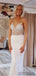Spaghetti Straps Mermaid V-neck Beading Ivory Prom Dresses, PD0058