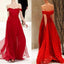 Off Shoulder Red Chiffon Long A-line Cheap Popular Prom Dresses, PD0543