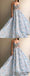 Spaghetti Floral Prom Dresses, Blue Prom Dresses, A-line Prom Dresses, Prom Dresses, PD0677