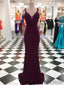 Maroon Long Mermaid Jersey Appliques Beaded Prom Dresses, PD0984