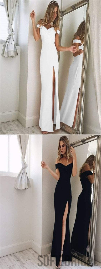 Off Shoulder Side Slit Prom Dresses, Sheath Prom Dresses, Cheap Prom Dresses, Prom Dresses, PD0596