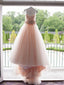 Sweetheart Blush Pink Long A-line Tulle Prom Dresses, WD0286