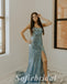Sexy Sequin Spaghetti Straps Sleeveless Side Slit Mermaid Long Prom Dresses With Feather,SFPD0687