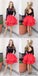 2 Pieces Black Lace Top Homecoming Dresses, Red Homecoming Dresses, Cheap Homecoming Dresses, SF0115