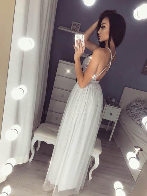 Spaghetti Sequin Prom Dresses, Side Slit Prom Dresses, Cheap Prom Dresses, PD0718