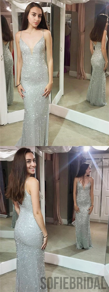 Shiny Prom Dresses, Spaghetti Sheath Prom Dresses, Long Popular Prom Dresses, PD0692