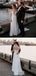 A-line Spaghetti Straps V-neck Long Chiffon Wedding Dresses With Split, WD0478