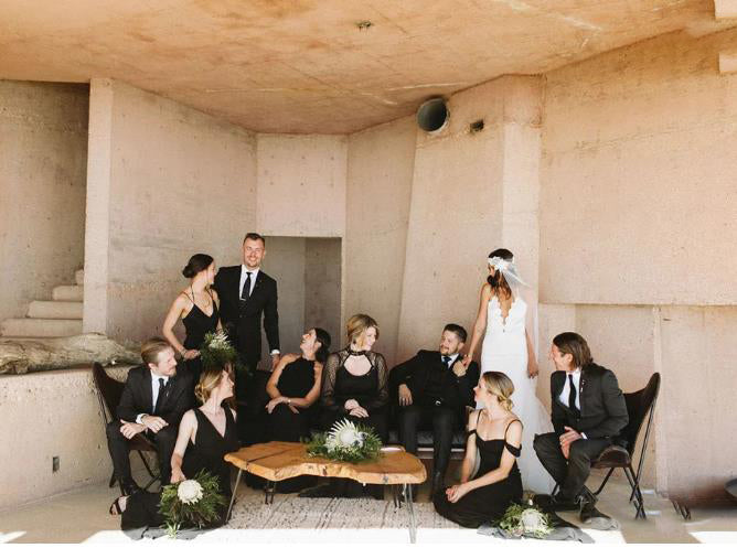 Mismatched Black Off Shoulder A-line Beautiful Long Bridesmaid Dresses, SFWG00424