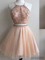 Halter Beaded Cheap Two Piece Homecoming Dresses 2018, CM435