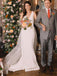 V-neck Long Mermaid Ivory Elegant Wedding Dresses, WD0292