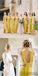 Yellow Bridesmaid Dresses, Sheath Bridesmaid Dresses, Side Slit Bridesmaid Dresses, PD0479