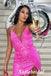 Sexy Pink Sequin One Shoulder Sheath Mini Dresses/ Homecoming Dresses, HD0248