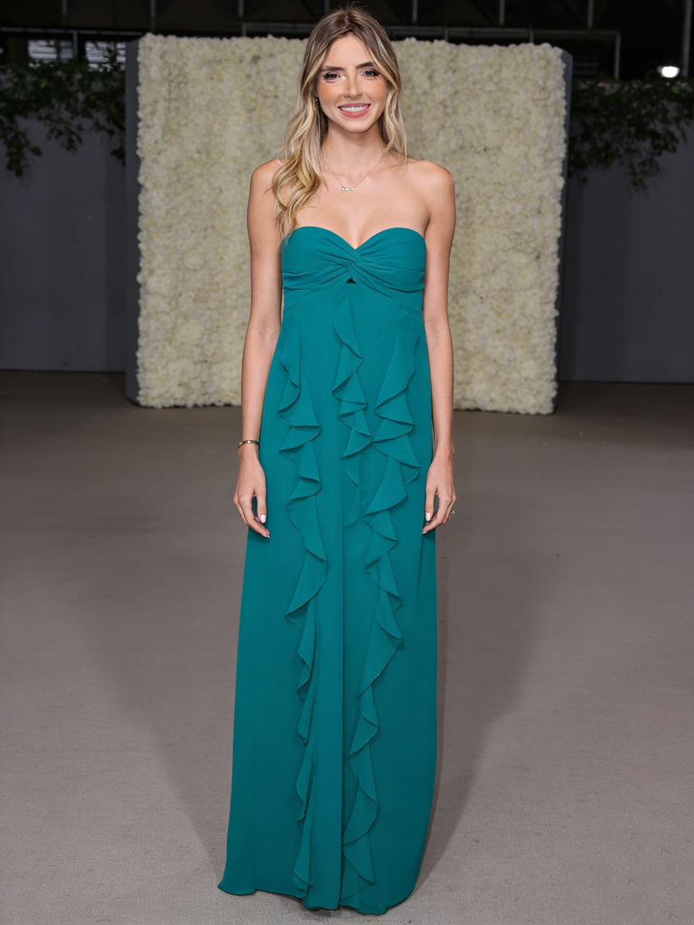 Sexy Chiffon Sweeteart Sleeveless Ruffle A-Line Maxi prom Dress, PD01163