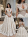 High Neck Illusion Lace Corset A-Line Wedding Dress, Keyhole Front Bridal Gown, SFWD0141