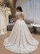 High Neck Illusion Lace Corset A-Line Wedding Dress, Keyhole Front Bridal Gown, SFWD0141