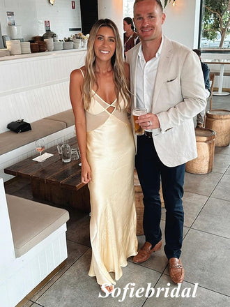 Sexy Spaghetti Straps V-Neck Mermaid Floor Length Prom Dress, PD01038