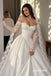 Off Shoulder Sweetheart Lace Corset Ball Gown Wedding Dress, Long Sheer Lace Sleeve Bridal Gown, SFWD0142