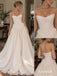 Strapless Pleated Lace Tulle Wedding Dress, Corset Bodice Tiered A-Line Bridal Gown, SFWD0125