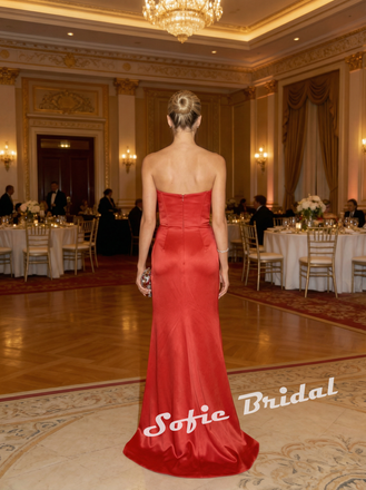 Sexy Soft Satin Sweetheart Sleeveless Side Slit Mermaid Maxi Prom Dress, PD01169