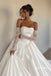 Strapless Square Neck Satin Ballgown Wedding Dress, Detachable Lace Long Sleeve Bridal Gown, SFWD0127
