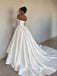 Strapless Square Neck Satin Ballgown Wedding Dress, Detachable Lace Long Sleeve Bridal Gown, SFWD0127