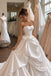 Square Neck Corset Satin Ballgown Wedding Dress, Bow Draped Tiered Bridal Gown with Train, SFWD0128