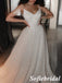 Sparkly Spaghetti Straps V-Neck Sleeveless A-Line Prom Dress, PD01028