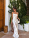 Spaghetti Strap Draped Satin Mermaid Evening Dress, Cowl Neck Ivory Formal Gown, PD13963