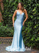 Sexy Elastic Satin Spaghetti Straps V-Neck Lace Up Back Mermaid Long Prom Dresses, PD0878