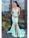 Sexy Soft Satin Spaghetti Straps V-Neck Sleeveless Mermaid Floor Length Prom Dress, PD01051