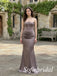 DustyTaupe Satin Strapless Sweetheart Corset Pleated Mermaid Floor Length Bridesmaid Dress,PD1355